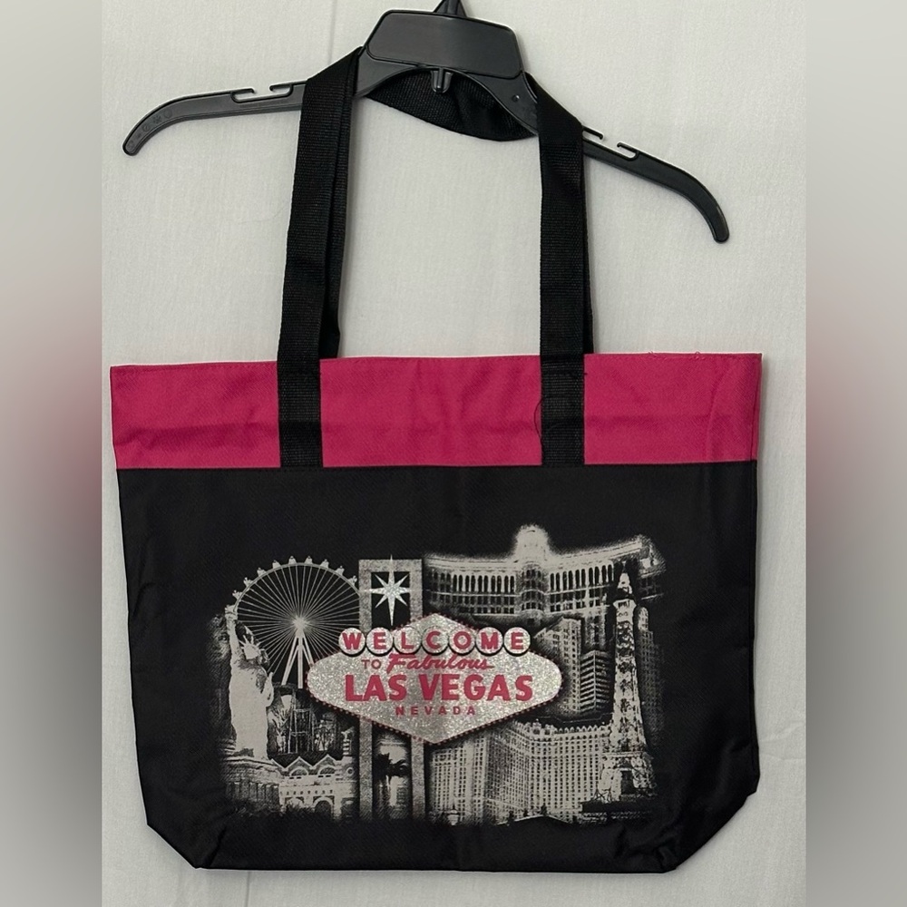 NWOT Welcome To Las Vegas Black & Pink Shoulder Tote Bag